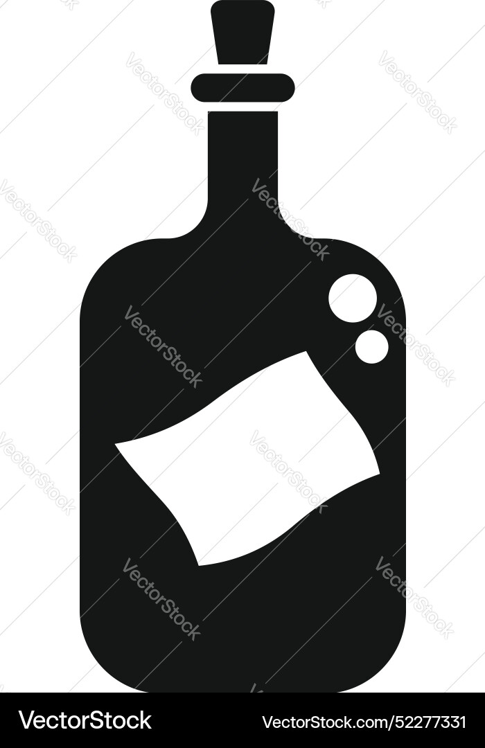 Black message in a bottle icon showing secret Vector Image