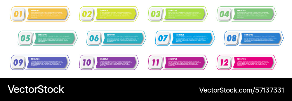 Bullet points numbers from 1 to 12 list markers Bullet points numbers from 1 to 12 list markers vector image