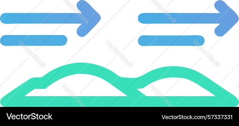 Continuous flow icon with double arrows over vector image
