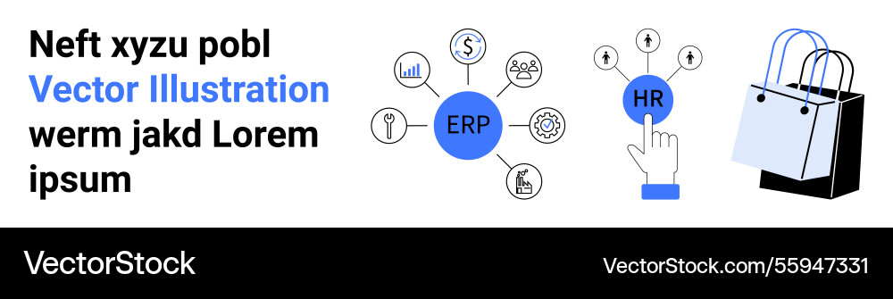 Erp and hr process integration with icons Erp and hr process integration with icons vector image