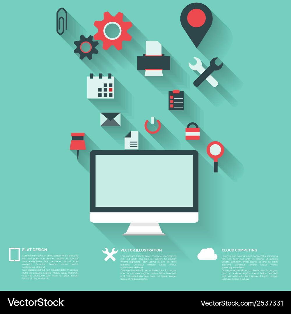 Flat abstract background with web icons interface vector image
