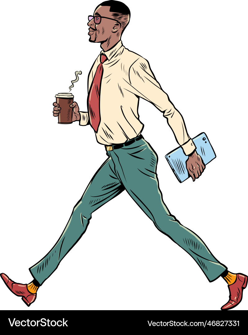 Morning work routine of an office worker african Morning work routine of an office worker african vector image