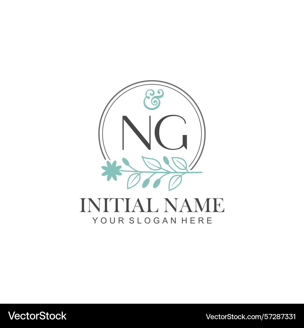Ng initial logo templates with botanical elements Vector Image