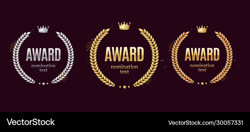 Realistic detailed 3d laurel wreath award emblems Realistic detailed 3d laurel wreath award emblems vector image