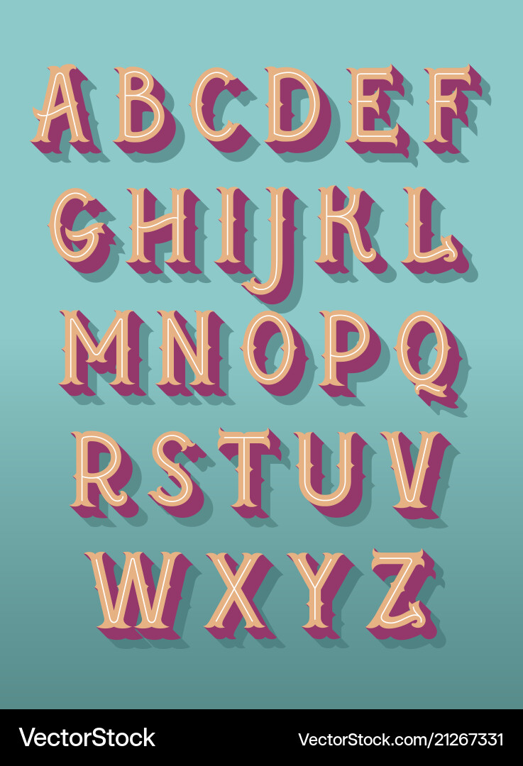 Retro Alphabet Font - Vintage Style – Royalty-Free Vector | VectorStock, image size:737x1080