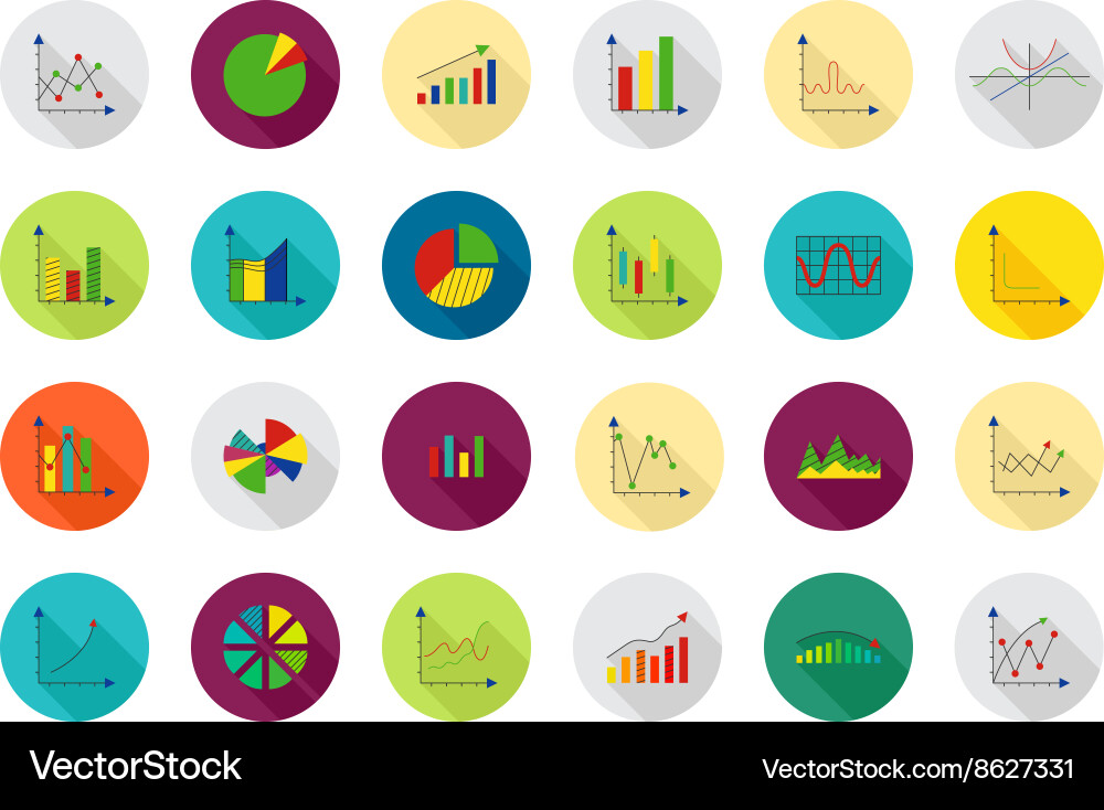 Round Chart Icons - Data & Analytics vector image