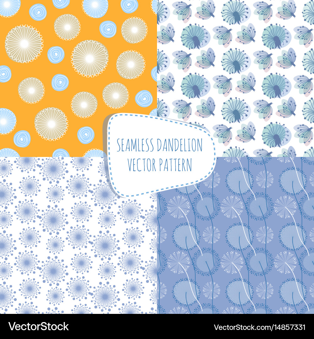 Seamless patterns with dandelions endless Vector Image