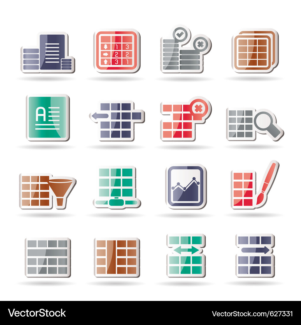 Table and Database Icons Vector Image