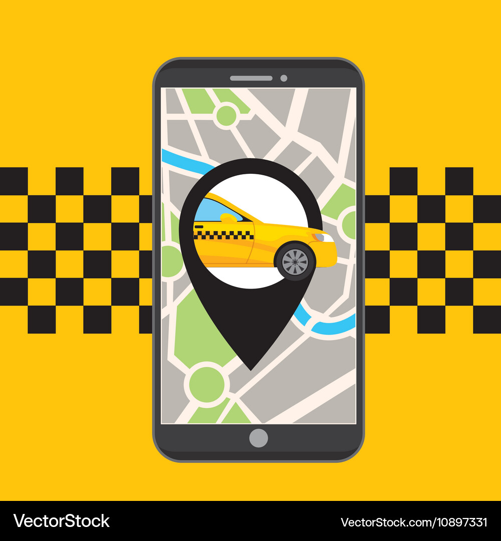 Taxi-Service öffentliche Verkehrsmittel App-Technologie Vektorbild