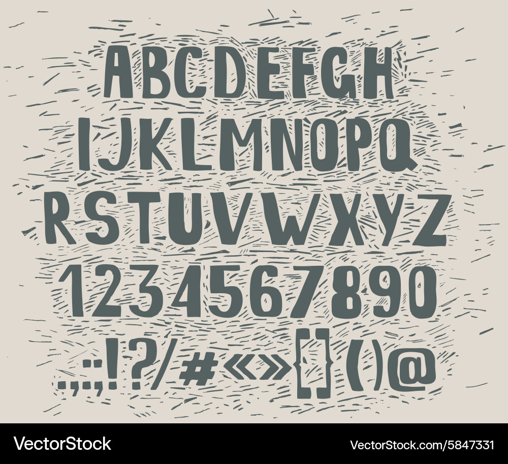 Type letters numbers and punctuation marks hand vector image
