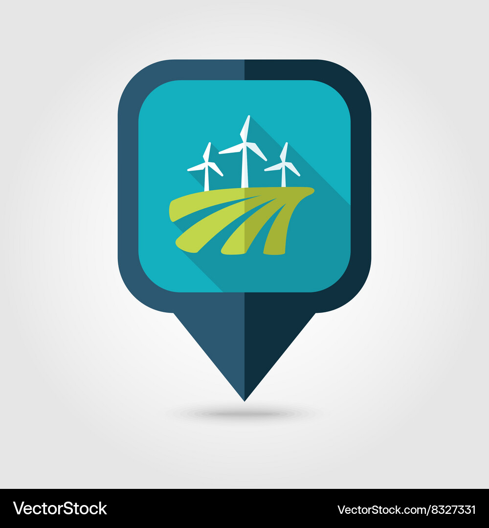 Windmill field flat pin map icon pointer Vector Image