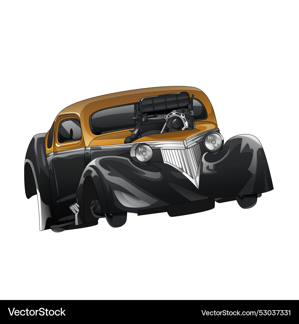 Yellow drag racing car with black strip Royalty Free Vector