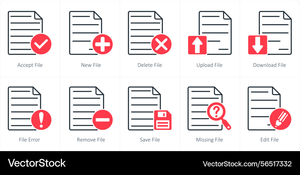 A set of 10 files icons as accept file new vector image