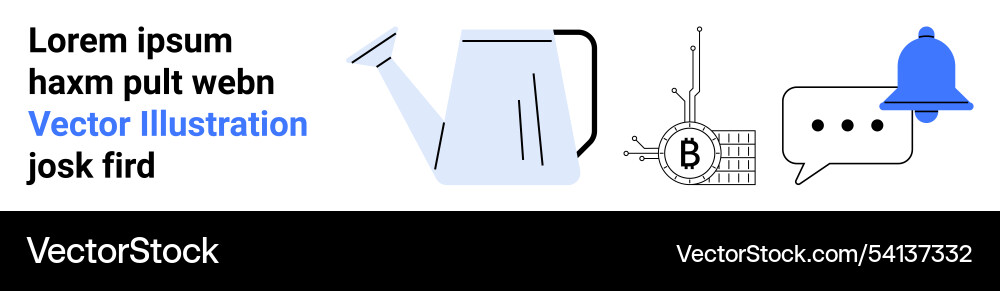 Abstract elements with watering can bitcoin Abstract elements with watering can bitcoin vector image