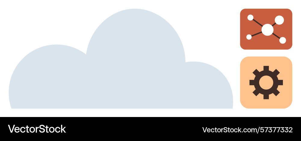 Cloud computing concept with network and gear Vector Image