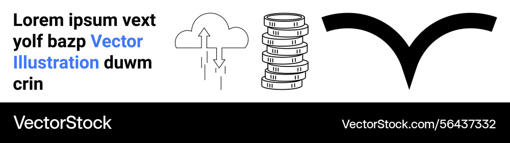 Cloud data exchange with coin stack and abstract Cloud data exchange with coin stack and abstract vector image
