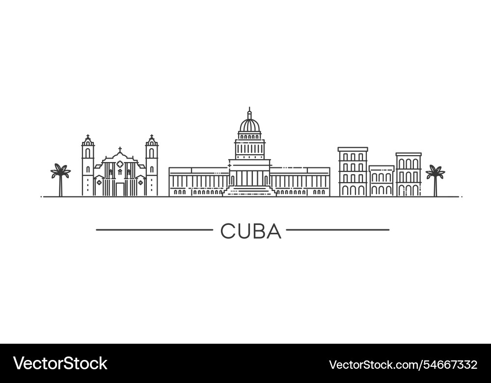 Cuba architecture line skyline Cuba architecture line skyline vector image