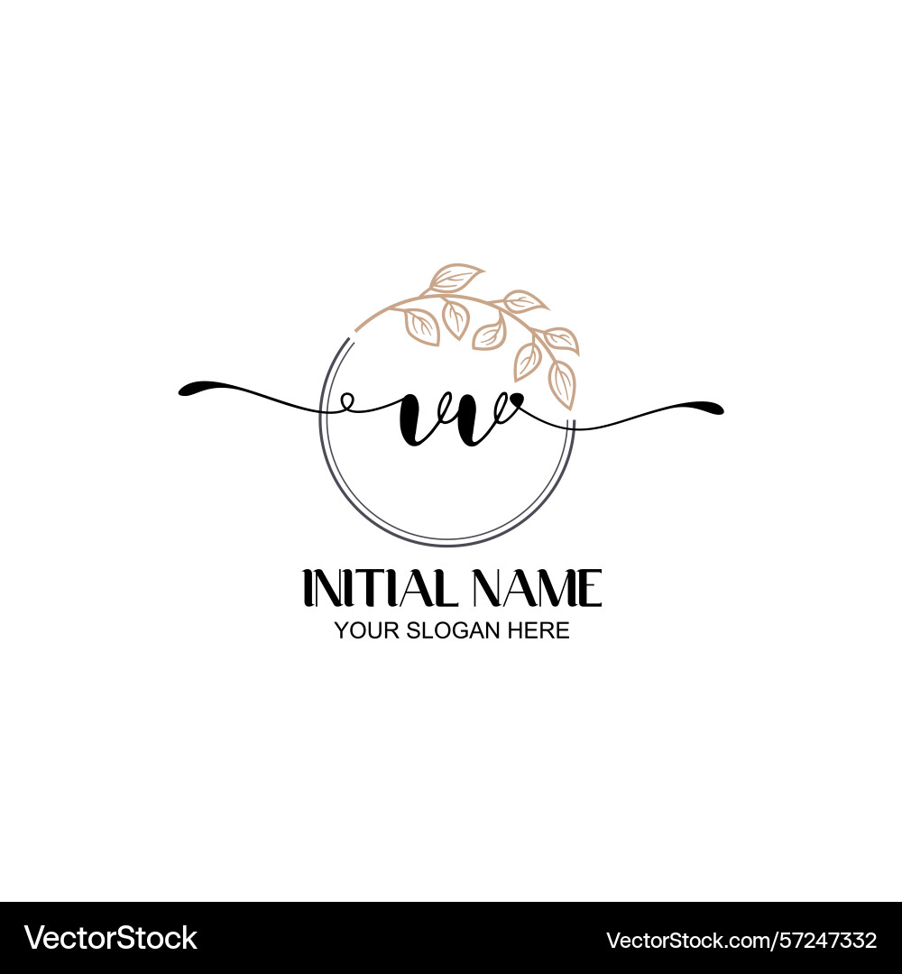 Elegant vv initial logo design with botanical Vector Image