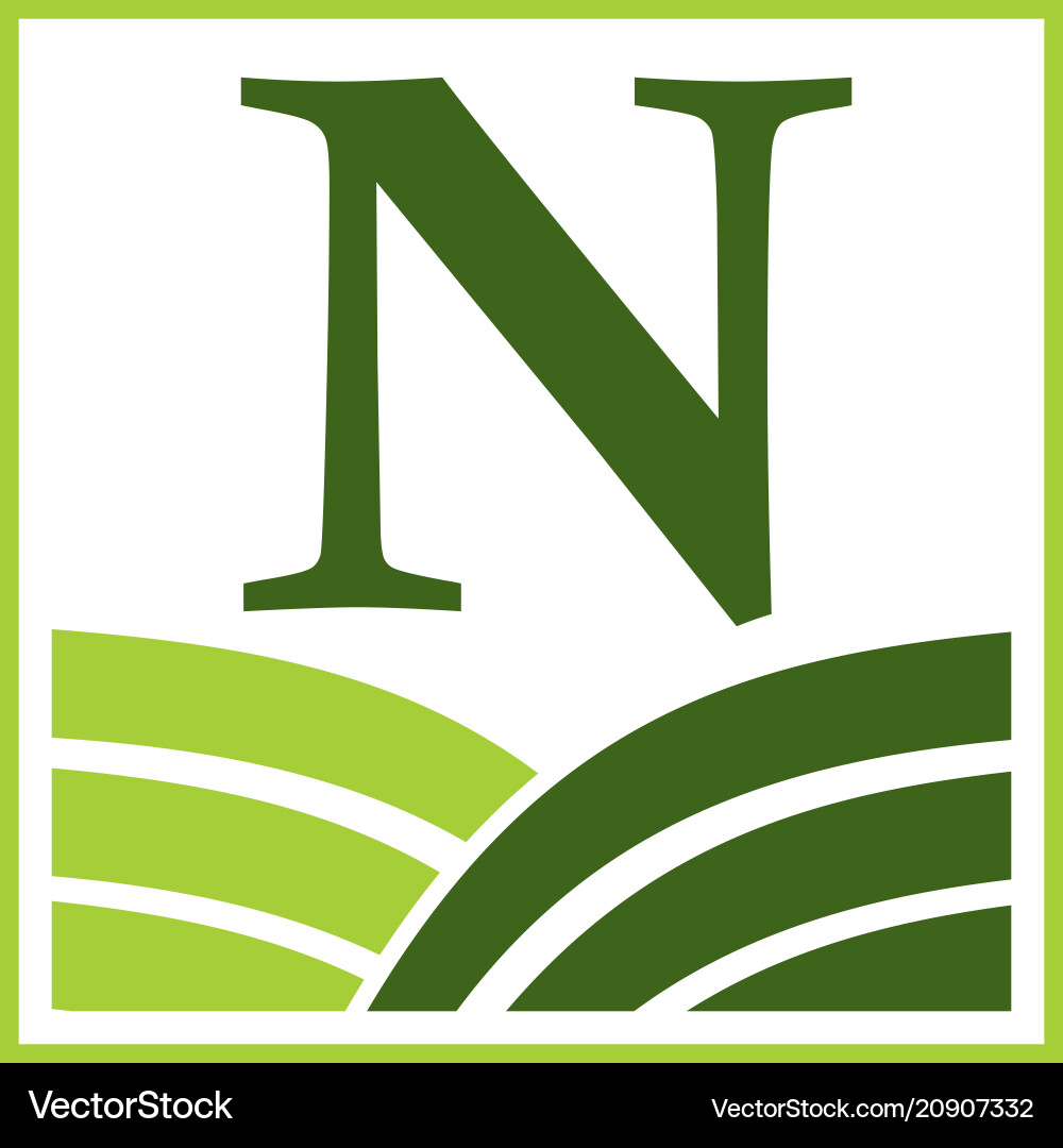 Green project solution center initial n Green project solution center initial n vector image