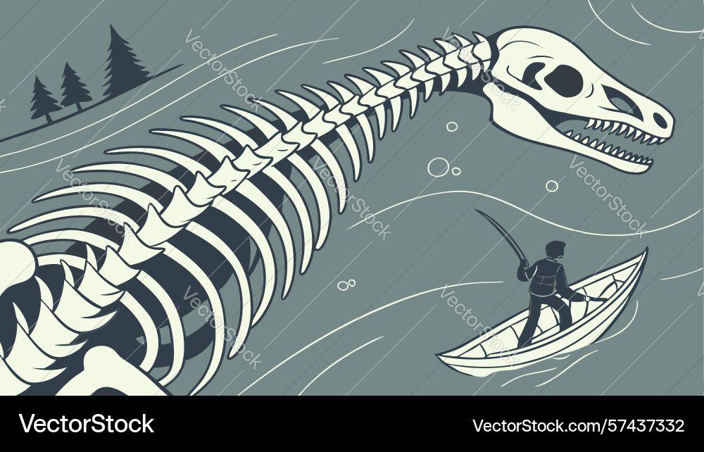 Journey through time a skeleton explores Vector Image