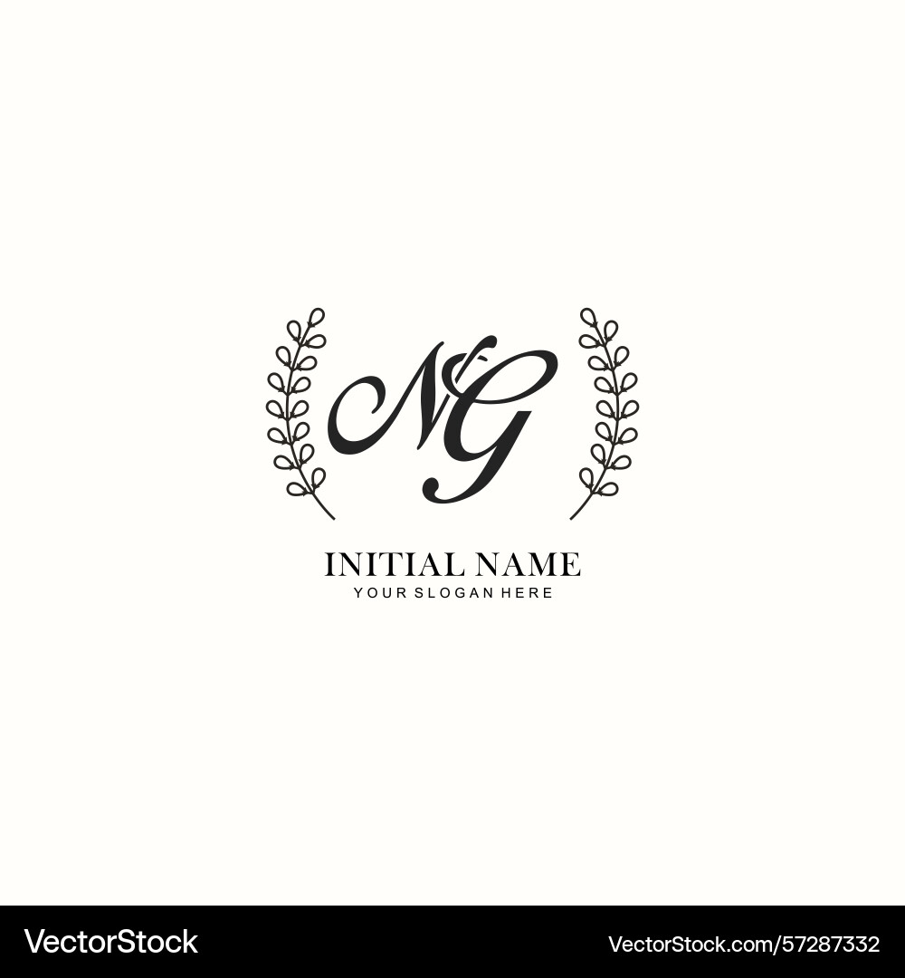 Ng initial logo templates with botanical elements Vector Image