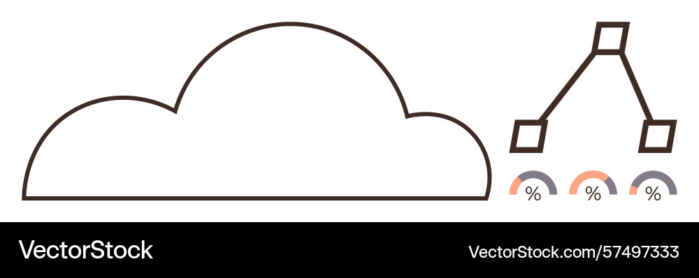 Cloud data processing with analytics visualization Cloud data processing with analytics visualization vector image