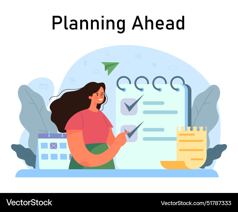 Daily routine female character planning Royalty Free Vector