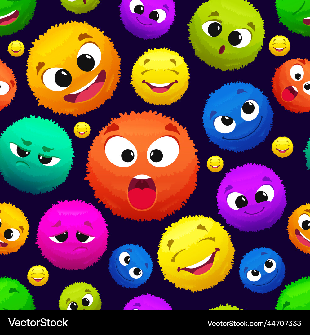 Fluffy emoticons pattern colored round Royalty Free Vector
