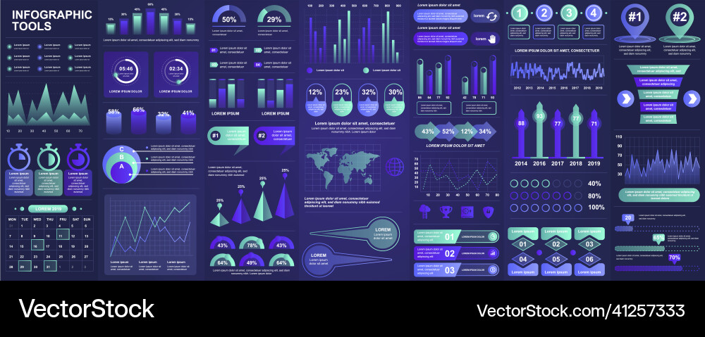 Infographic UI/UX Kit - Data & Charts vector image