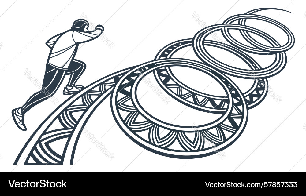 Person running on a path shaped like key design vector image