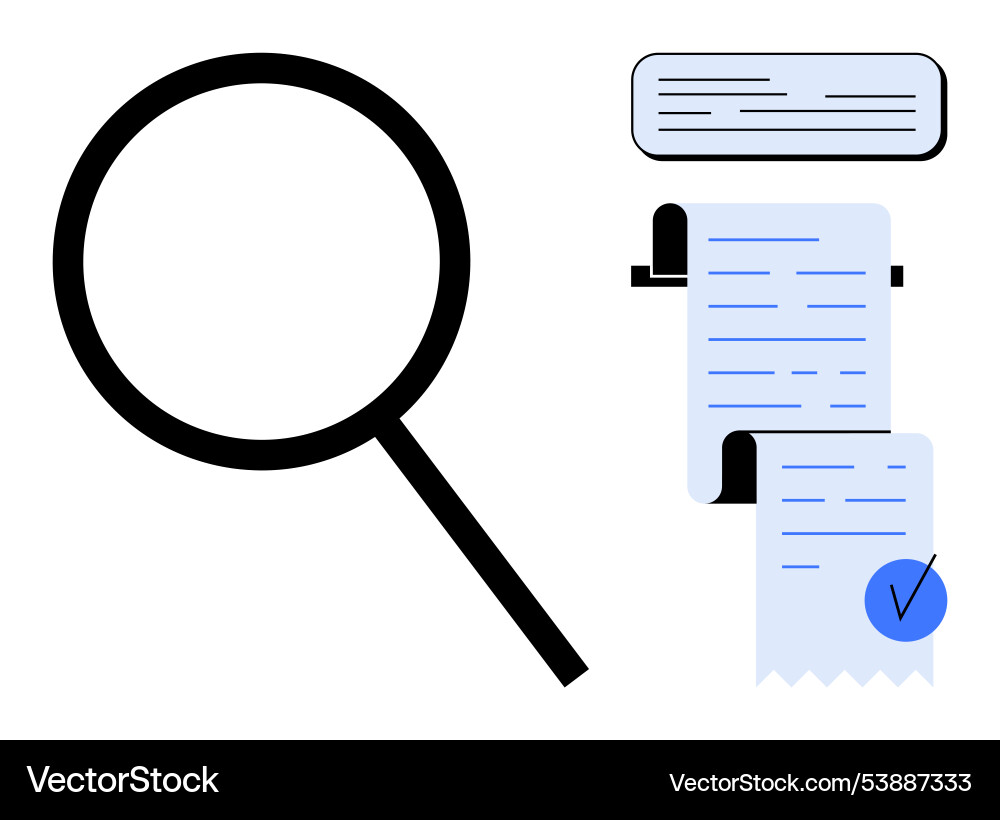 Search and document verification with magnifying Search and document verification with magnifying vector image