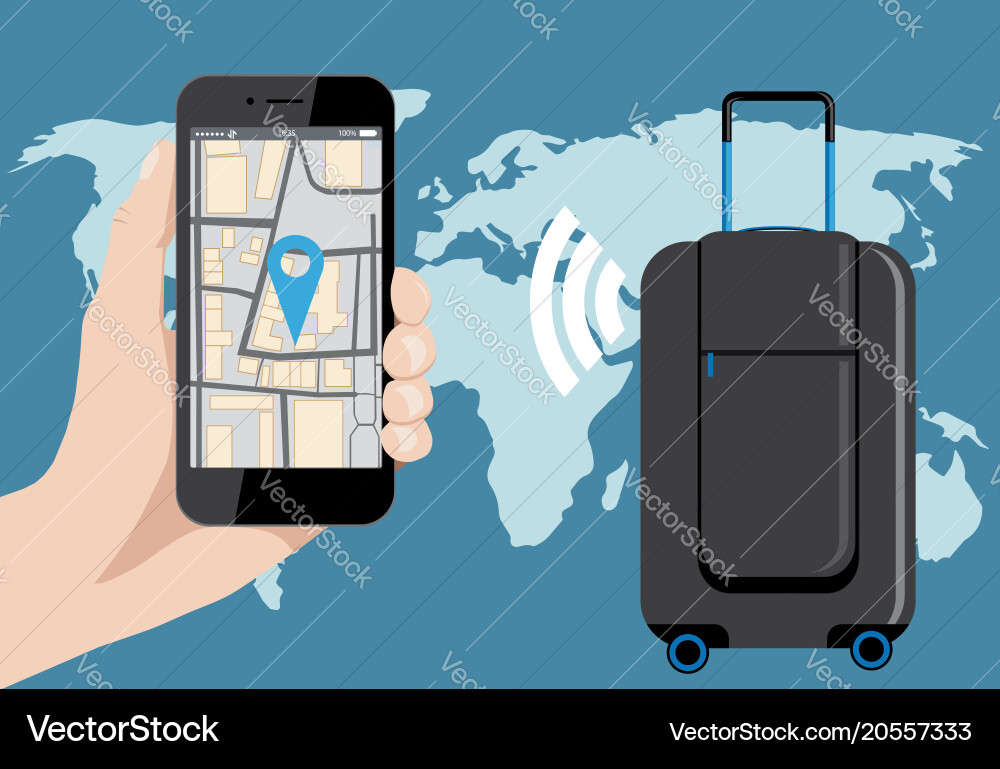 Smart baggage with built-in gps tracking Vector Image