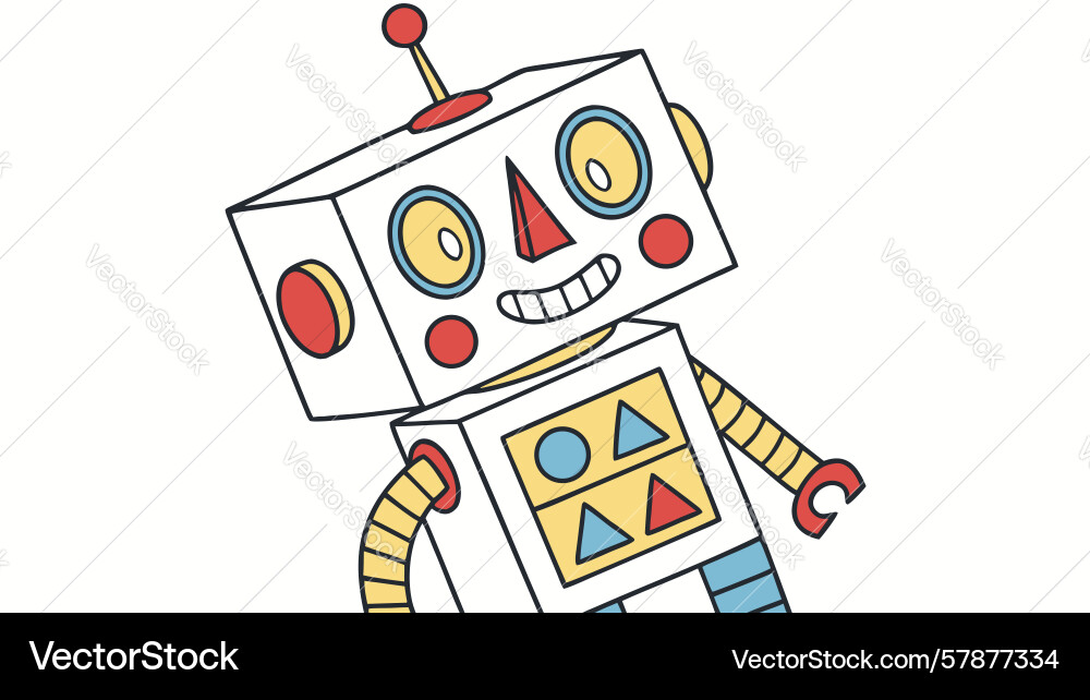 Adorable retro robot character design generative Vector Image