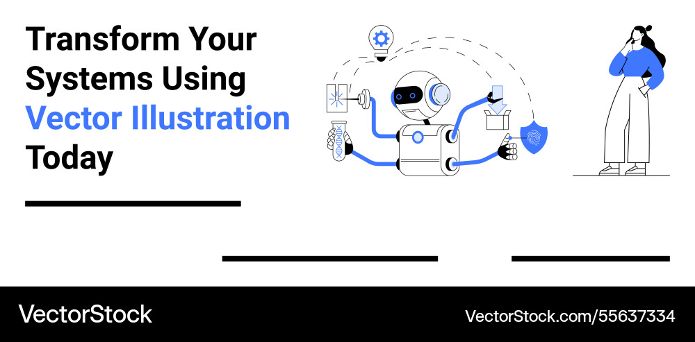 Ai robot integrating technology solutions and user Ai robot integrating technology solutions and user Vector Image