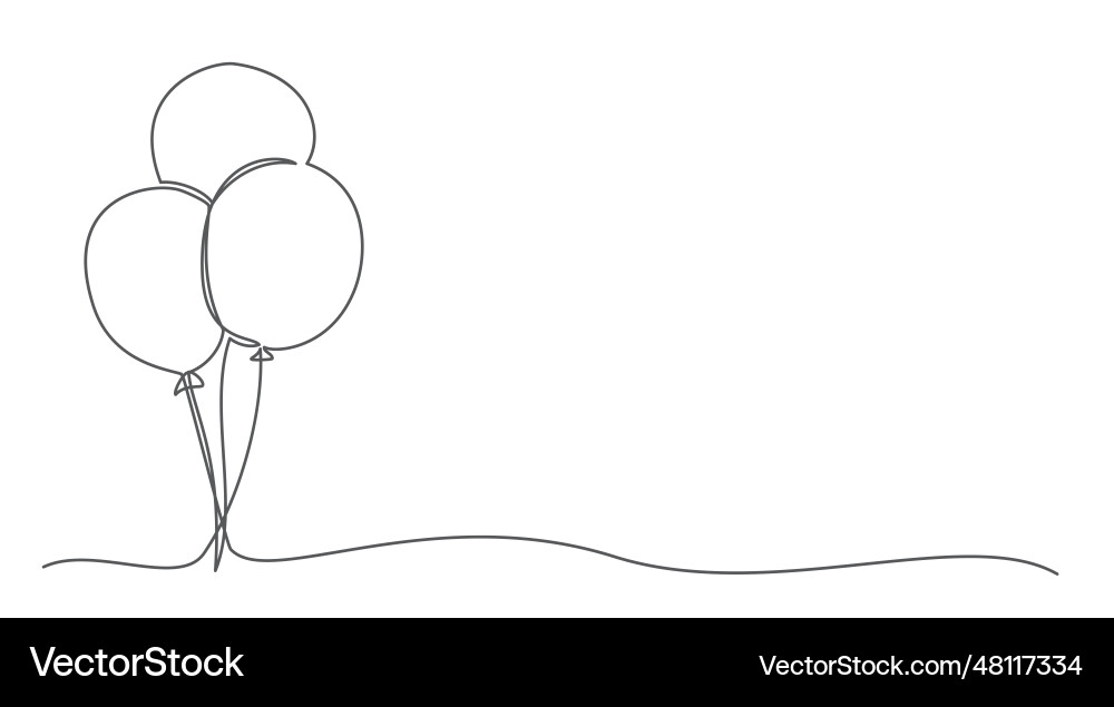 Balloons one line drawing isolated on white Balloons one line drawing isolated on white vector image