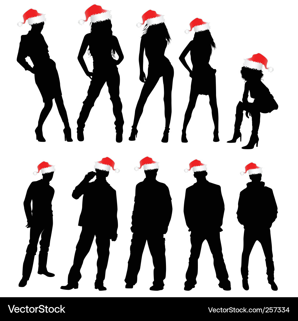 Christmas Silhouette People vector image