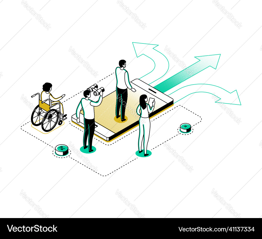 Decision making - modern line isometry design Decision making - modern line isometry design vector image