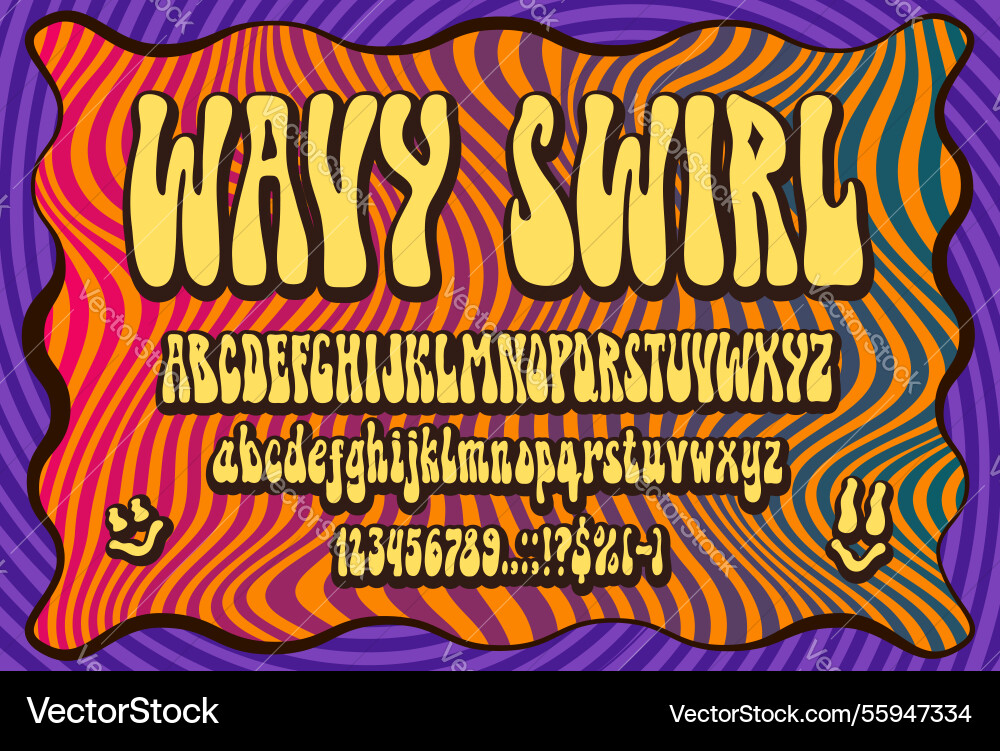 Groovy retro hippie type psychedelic trippy font Vector Image