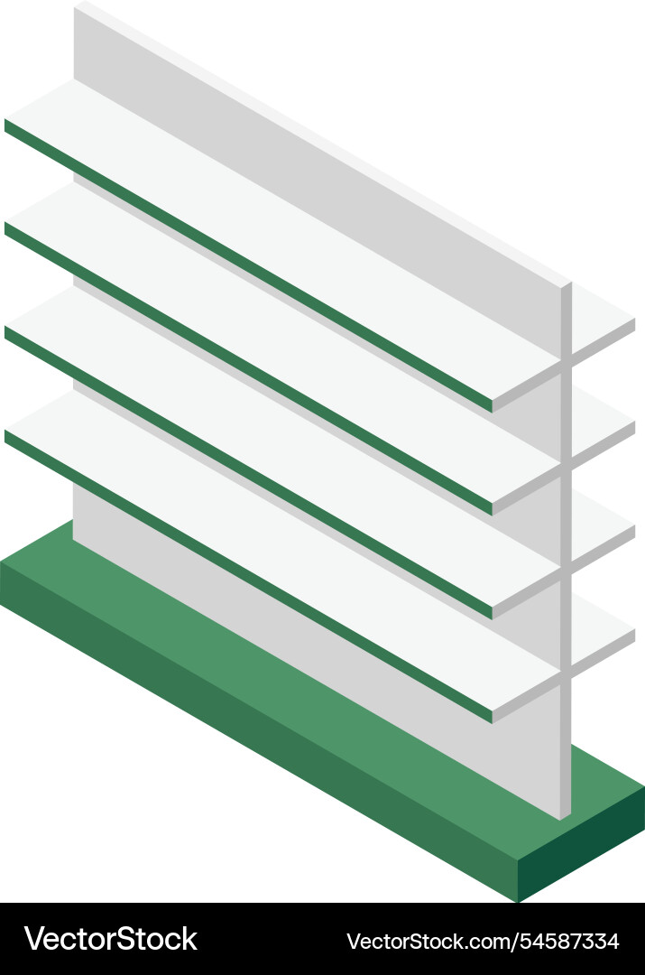Isometric view of an empty supermarket shelf vector image