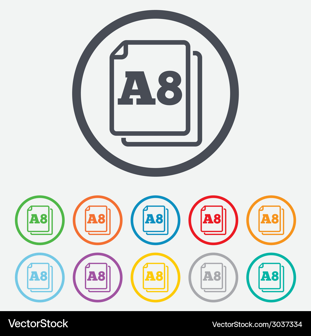 Paper size a8 standard icon document symbol Vector Image