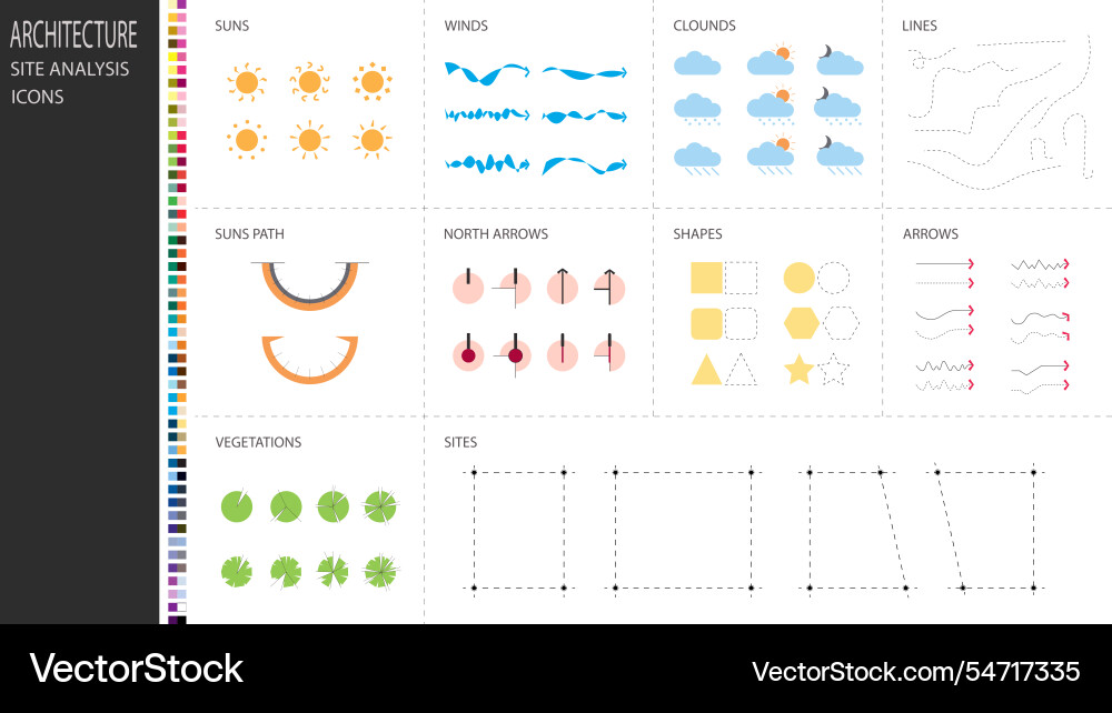 Architecture site analysis symbol icon element vector image