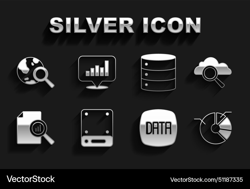 Set server search cloud computing pie chart Set server search cloud computing pie chart vector image