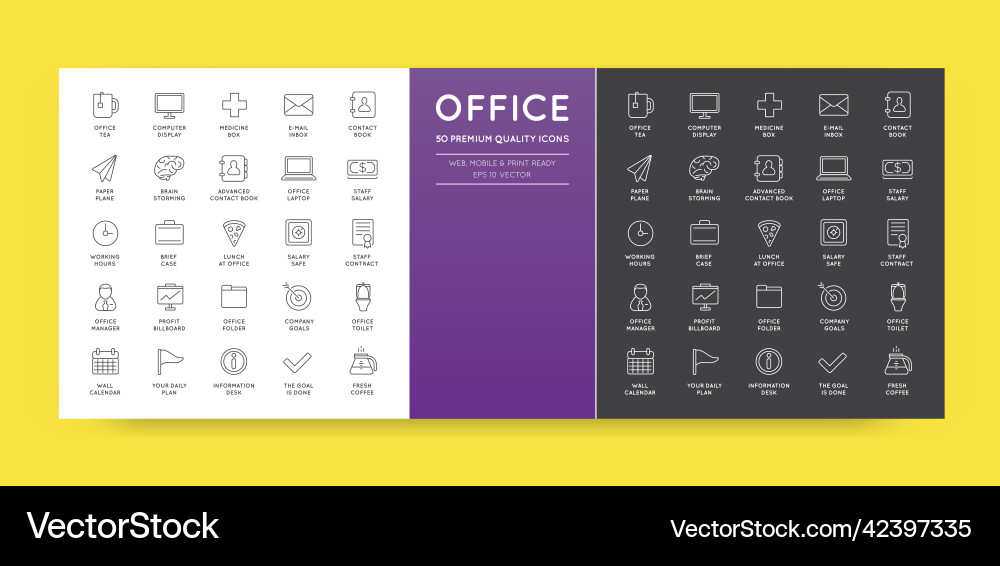 Two palette high qulaity office outline icons set Two palette high qulaity office outline icons set vector image