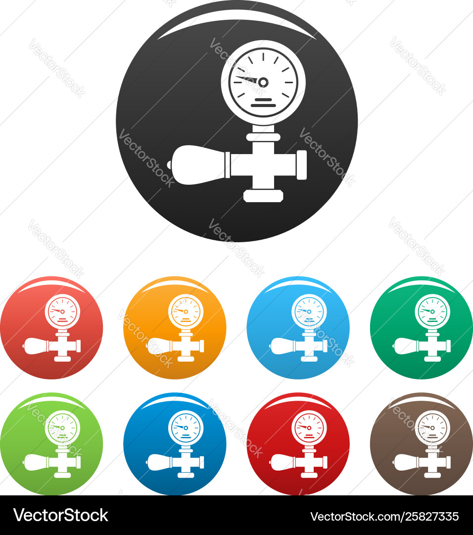 Welding gas pressure monitor icons set color Welding gas pressure monitor icons set color vector image