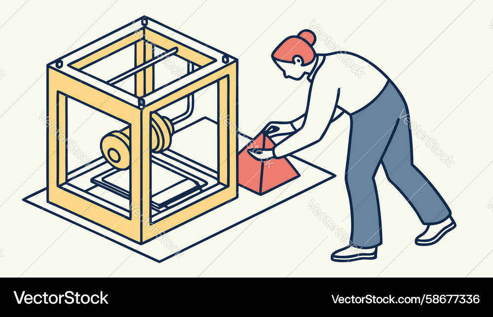 3D Printing Prototype Assembly Vector Image