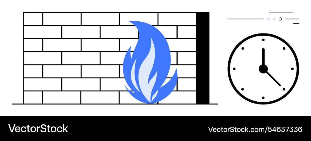 Firewall protection with clock symbolizing Firewall protection with clock symbolizing vector image