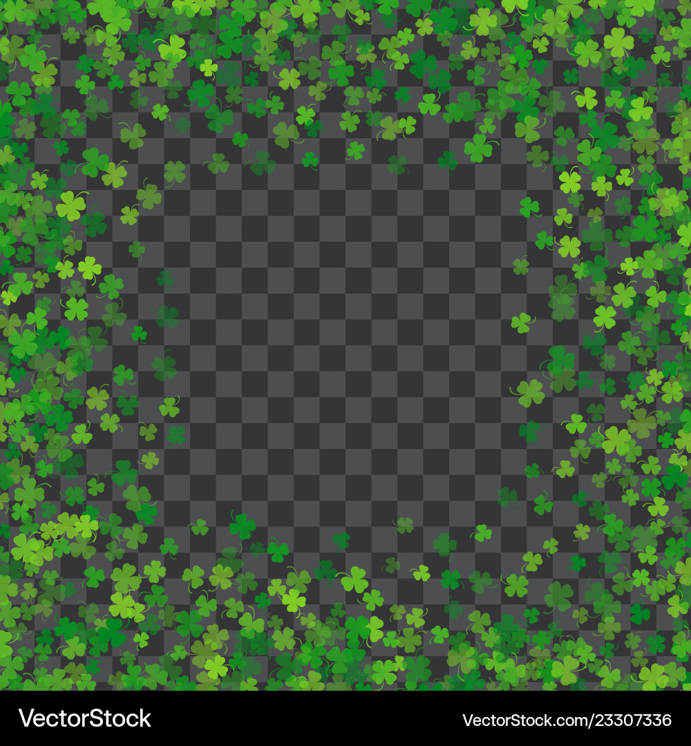 Frame or border of random scatter clover leaves Frame or border of random scatter clover leaves vector image