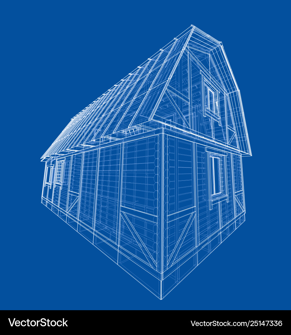 House sketch rendering 3d Vector Image