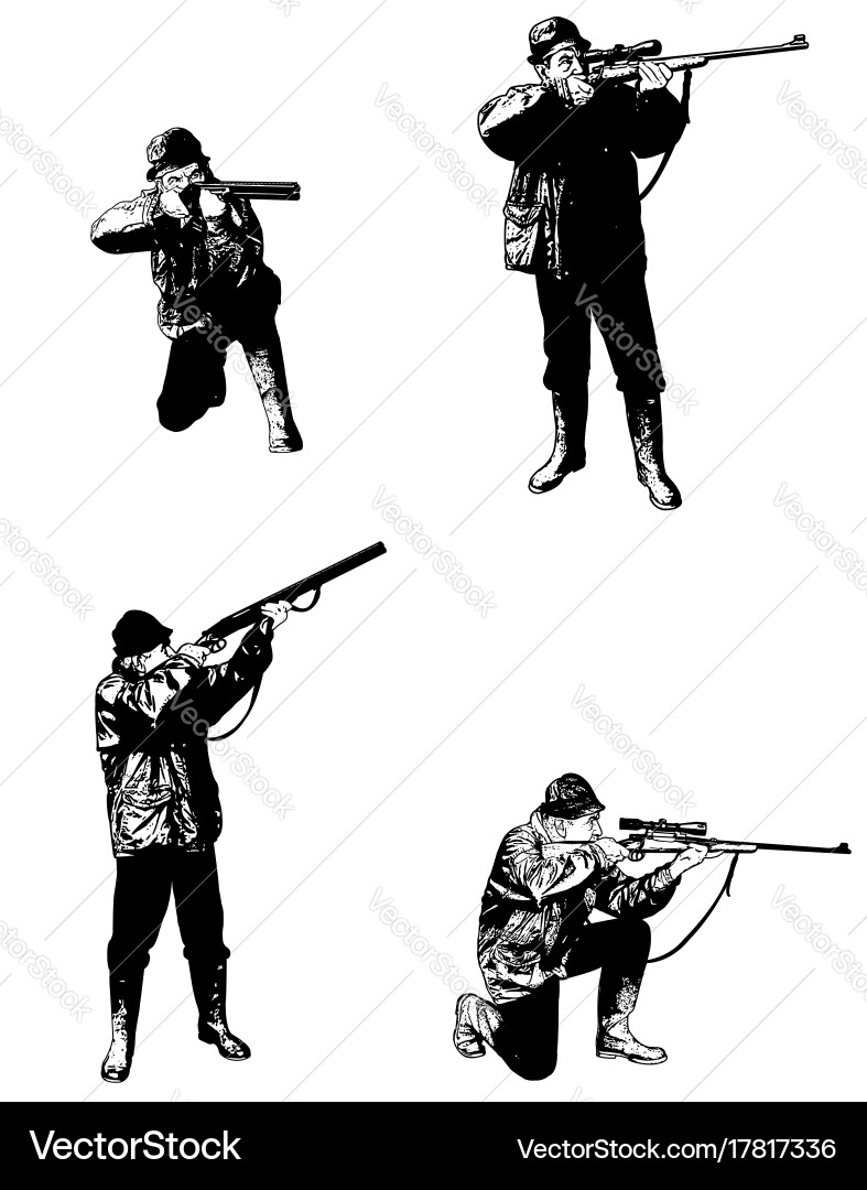 Hunter Sketch Collection Vector Image