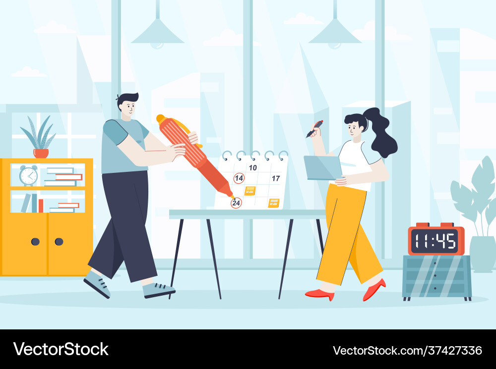 Planning concept in flat design time management vector image